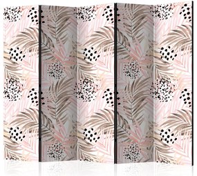 Artgeist Paraván - Pink Palm Leaves [Room Dividers]