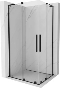 Mexen Velar L Duo, sprchový kút s posuvnými dverami 90 x 80 cm, 8mm číre sklo, čierna matná, 871-090-080-02-03-70