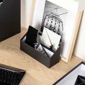 HUGO štvor-dielny čierny stolový organizér zo 100% recyklovateľného papiera