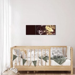 Obraz - Žiarivé kvety (s hodinami) (90x30 cm)