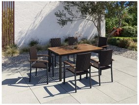 Livarno home Hliníkový záhradný stôl Valencia, 150 x 90 cm, hnedý/čierny  (100386339)