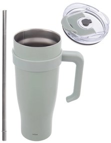 Šalviový zelený termo hrnček so slamkou 1,2 l Termo – Orion