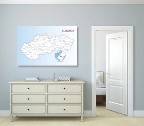 Obraz podrobná mapa Slovenska - 90x60