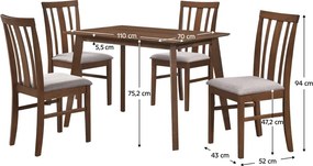 Jedálenský set Republica (orech + béžová) (pre 4 osoby). Vlastná spoľahlivá doprava až k Vám domov. 1116489