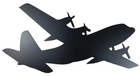 Veselá Stena Drevená nástenná dekorácia Čierne lietadlo C 130