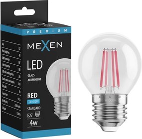 Mexen Vintis, LED filamentová žiarovka E27, G45, 4 W, červená, číra, L156-E27-04XX-45