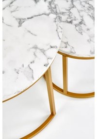 Súprava 2 ks konferenčných stolíkov PACILA, mramorový dekor / zlaté