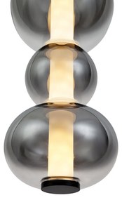 Art Deco závesná lampa čierna s dymovým a čírym sklom 3-svetlá vrátane LED - Lizzy