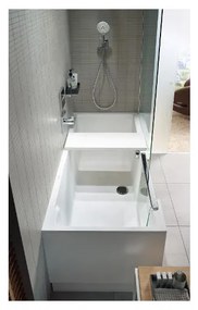 Duravit Shower + Bath - Vaňa so sprchovým kútom do pravého rohu 1700x750 mm, s panelom a nohami, biela/zrkadlové sklo 700404000100000