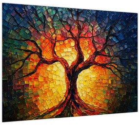 Sklenený obraz - Strom života v mozaike (70x50 cm)