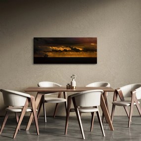 Obraz plachetnice pri západe slnka (120x50 cm)