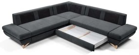 Rozkladacia rohová čalúnená sedacia súprava s úložným priestorom do tvaru L AVESTA antracit