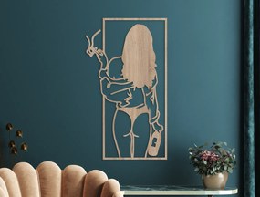 drevko Abstraktný obraz Žena s vínom Rozmer obrazu: 44,5 x 25,5 cm, Farba dekorácie: Čierna