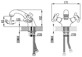 Aqualine - Umývadlová batéria VICTORIA lesklý chróm