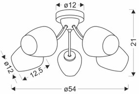 Prisadený luster ZINA 5xE27/40W/230V mosadz/biela