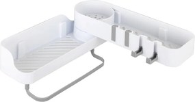 Biela rohová samodržiaca kúpeľňová polička - Maximex