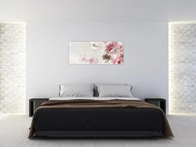 Obraz - Maľba ružových kvetov (120x50 cm)