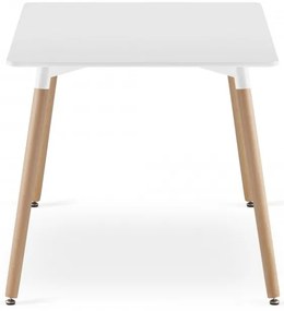 Jedálenský set 1 + 4, biely stôl ADRIA 120x80 cm + béžová stolička BALI MARK s bukovými nohami