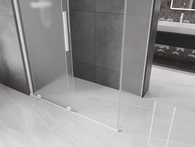 Mexen Velar, sprchový kút s posuvnými dverami 130 x 75 cm, 8mm sklo námraza, biela matná, 871-130-075-31-20