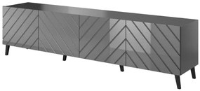 Elegantný TV stolík ABETO 200, grafit - vysoký lesk