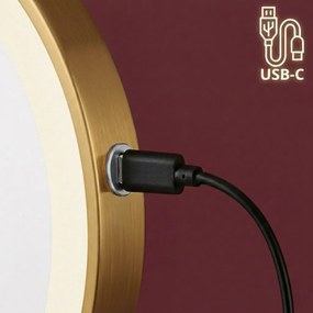 Rea Glow, kozmetické LED zrkadlo nástenné 20 cm, zlatá matná, HOM-70001