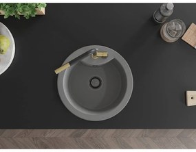 Mexen Diego, 1-komorový granitový drez 488x488x167 mm a drezová batéria Flora, šedá, 6512-71-670401-57-B