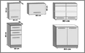 Kuchynská linka Belini 120 cm dub sonoma s pracovnou doskou Alina  TOR ALINA/3/WT/DS/0/F