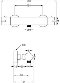 Mexen KAI, termostatická sprchová batéria so spodným 1/2" pripojením sprchy, ružové zlato, 77100-60