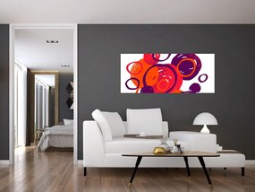 Obraz - Motív s kruhmi v teplých farbách (120x50 cm)