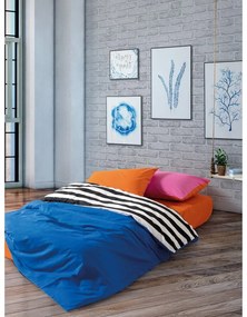 Čierno-biele obliečky na dvojlôžko/predĺžené z bavlny Renforcé s plachtou/4-dielne 200x220 cm Dusk – Mijolnir