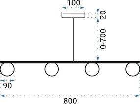 Toolight Toolight, Závesná lampa Zlaté sklenené gule 4ks APP675-4CP, OSW-06200