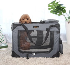 Skladací nosič pre domáce zvieratá, prepravný box, veľkosť M, sivý