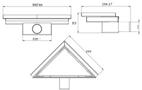 Mexen Flat nerezový sprchový žľab rohový, 1010320