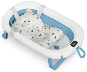 Ricokids Skladacia vanička pre deti, dojčatá s teplomerom a vložkou RK-287 biela a modrá