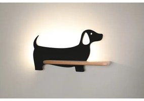 LED Detské nástenné svietidlo s poličkou DOG LED/5W/230V čierna/drevo