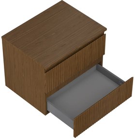 Mexen Rivel, kúpeľňová skrinka 60 cm s hornou časťou, 2 zásuvky, drážkovaná, orech, 91A20-06047-2-BFFC86