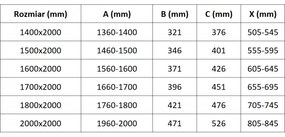 Mexen Velar Duo, posuvné sprchové dvere do otvoru 170 cm, 8mm sklo námraza, brúsená oceľ, 871-170-000-32-97