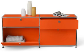 Kovová odkladacia skrinka »CN3« s výklopnými priečinkami a zásuvkami, oranžová