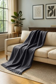 BAVLNENÁ DEKA BAT 150X200 CM ANTRACITOVÁ