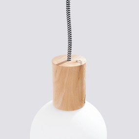 Nástenné svietidlo Nimbi, 1x biele sklenené tienidlo, drevo