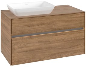 VILLEROY &amp; BOCH Collaro závesná skrinka pod umývadlo na dosku (umývadlo vľavo), 2 zásuvky, s LED osvetlením, 1000 x 500 x 548 mm, Oak Kansas, C110B0RH