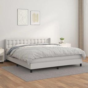 Boxspring posteľ s matracom biela 160x200 cm umelá koža 3130788