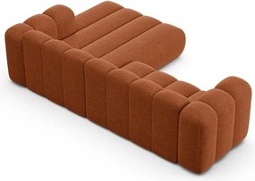 Ženilková rohová pohovka v tehlovej farbe (pravý roh/s leňoškou) Lupine – Micadoni