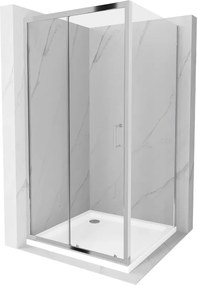 Mexen Apia, sprchový kút s posuvnými dverami 100 (dvere) x 100 (stena) cm, 6mm číre sklo, chrómový profil + slim sprchová vanička 5cm, 840-100-100-01-00-4010