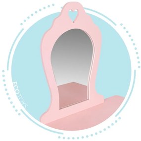 Ružový detský toaletný stolík s taburetkou