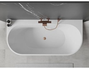 Mexen Oval+, voľne stojaca vaňa ku stene 170 x 80 cm, biela lesklá, medená matná prepad, 52681708000-65