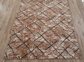 HU Béžový koberec Plush Deluxe červeny-mramor Rozmer: 70x130 cm