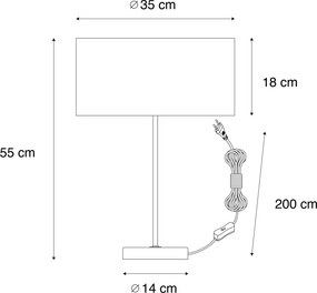 Stolová lampa mosadz s oválnym zamatovým tienidlom zelená 35 cm - Simplo