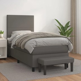 Boxspring posteľ s matracom sivá 90x190 cm umelá koža 3137519