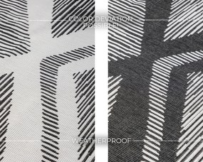 ELLE Decoration, Kusový koberec Gemini 106014 Black z kolekcie Elle – na von aj na doma, 120x170, čiernobiela, chodba / predsieň